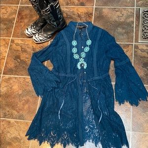 Teal Lace Duster